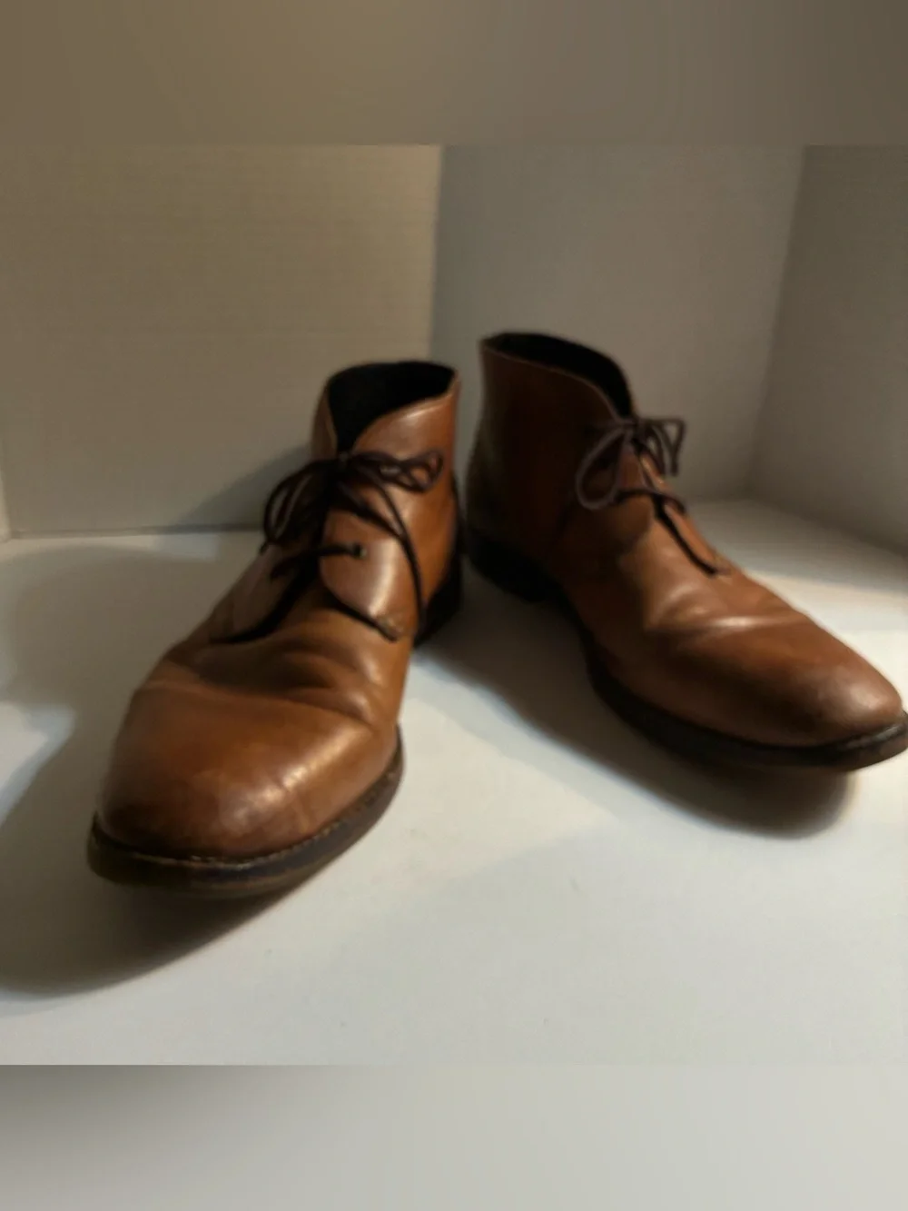 Vintage Men's Brown Leather Chukka Boots - Sleek Lace-Up Comfort Men’s 44 (10)